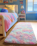 PAGISOFE Rainbow Runner Rugs for Girls Bedroom Plush Fluffy Hallway Rug 2x6 Ft - Image 3