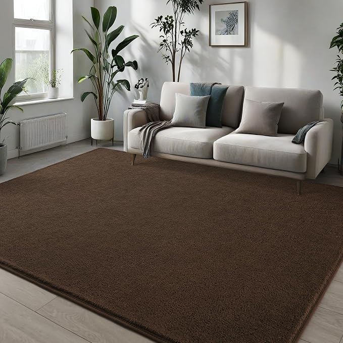 Pettop 4x6 ft Brown Area Rugs for Bedroom Living Room, Washable Memory Foam - Image 3