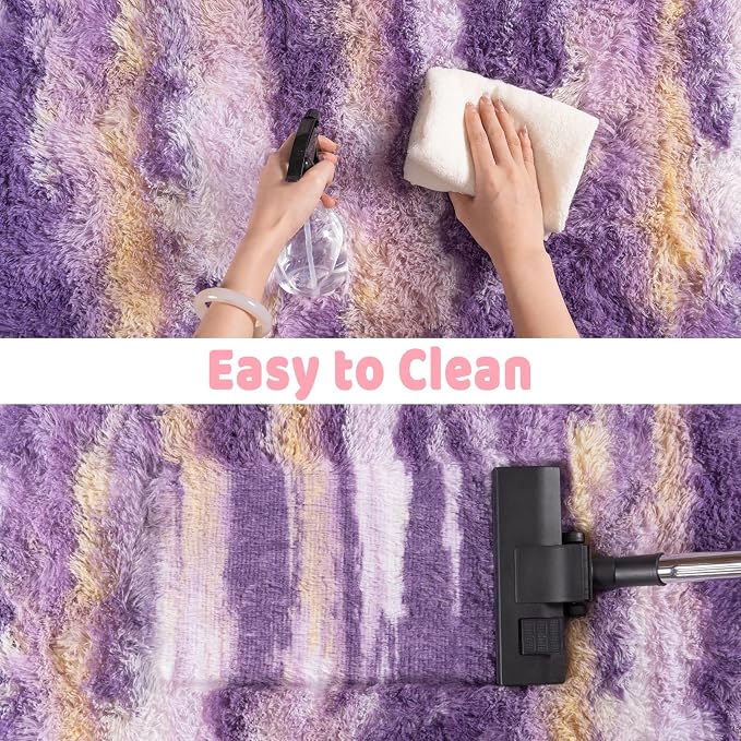 Shag Rugs for Living Room 9x12, Ultra Soft Abstract Purple Big Fuzzy Rugs for - Image 7