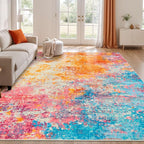 Rugflix 6x9 Area Rugs for Living Room, Washable Colorful Rainbow Rug by RugflixAreaRugs