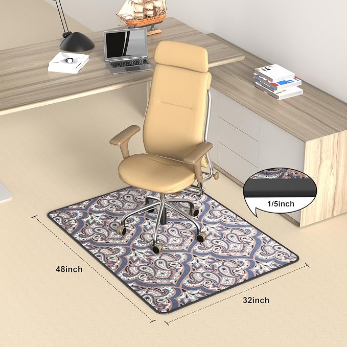 Heavy Duty Office Chair Mat for Carpet and Hardwood Floor Bohemian Desk Chair - Image 7