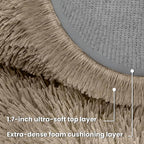 Gray Camel Round Fluffy Rug 5ft, Soft Bedroom Circle Rugs Mats - Image 7