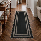 LIVEBOX Scalloped Easy Jute Kitchen Runner Rug, 2x6 Hallway Runner Black Rugs - Image 7