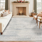Latte&Fog Washable Area Rugs 6x9, Vintage Blue Rugs - Image 3
