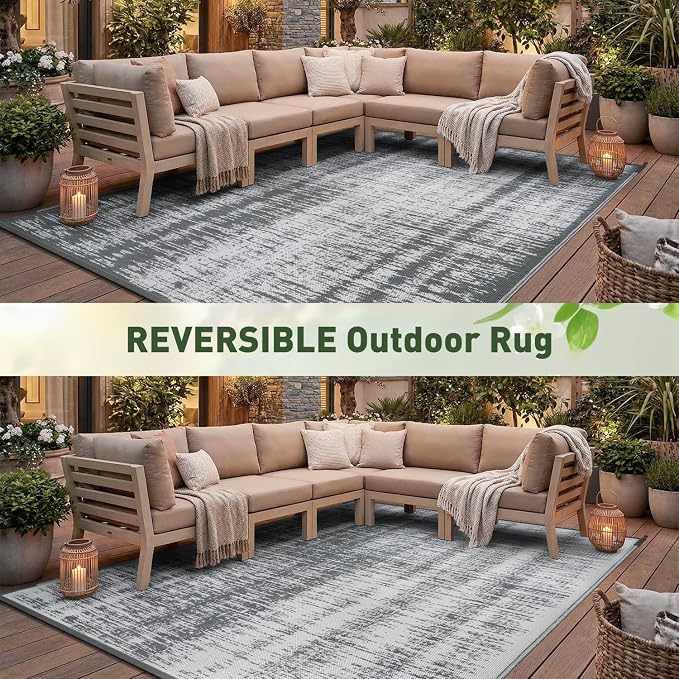 MontVoo Outdoor Rug Waterproof 5x8 ft Outdoor Carpet Patio Rug Mat Reversible - Image 9