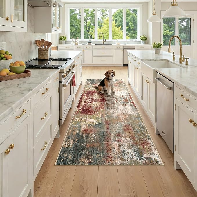 RELEANY Washable Area Rugs 3x7 Non-Slip Modern Abstract Soft by RELEANY