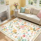 RELEANY Floral 4x6 Area Rugs Washable Print Boho Cute Carpet Non Slip Flower - Image 6