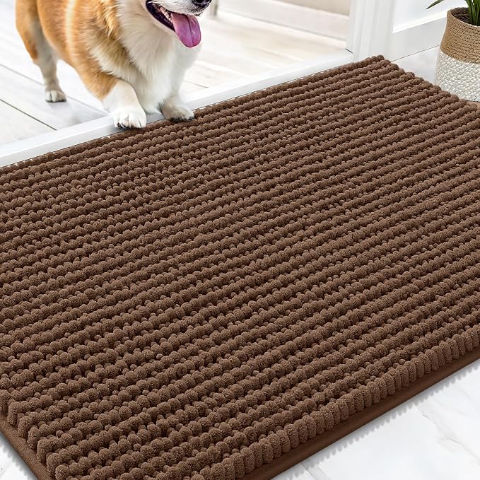 OLANLY Dog Door Mat for Muddy Paws 30x20, Ultra Absorbent Chenille Mud Doormat by OLANLY