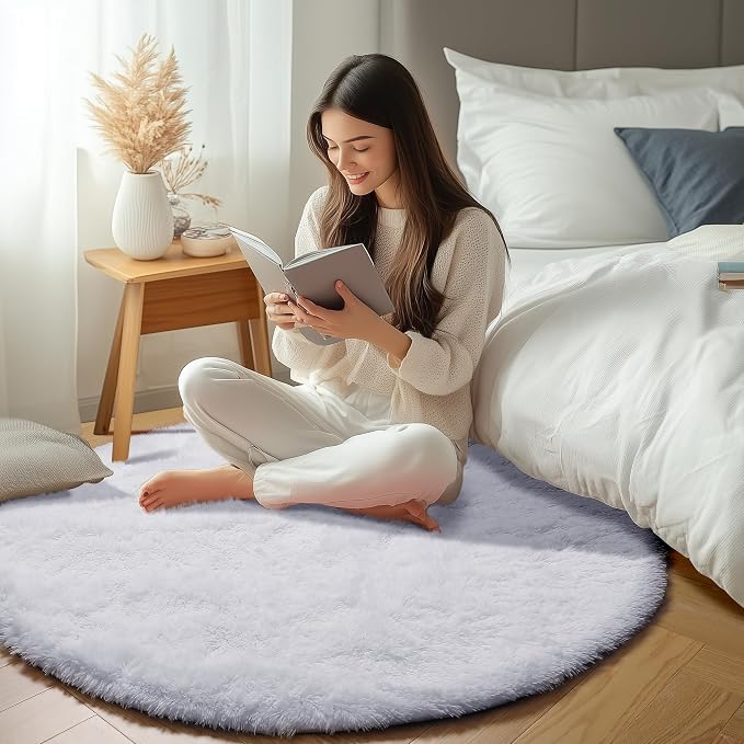 ONASAR White Round Area Rugs 5ft, Soft Bedroom Circle Rug Floor Mat - Image 8