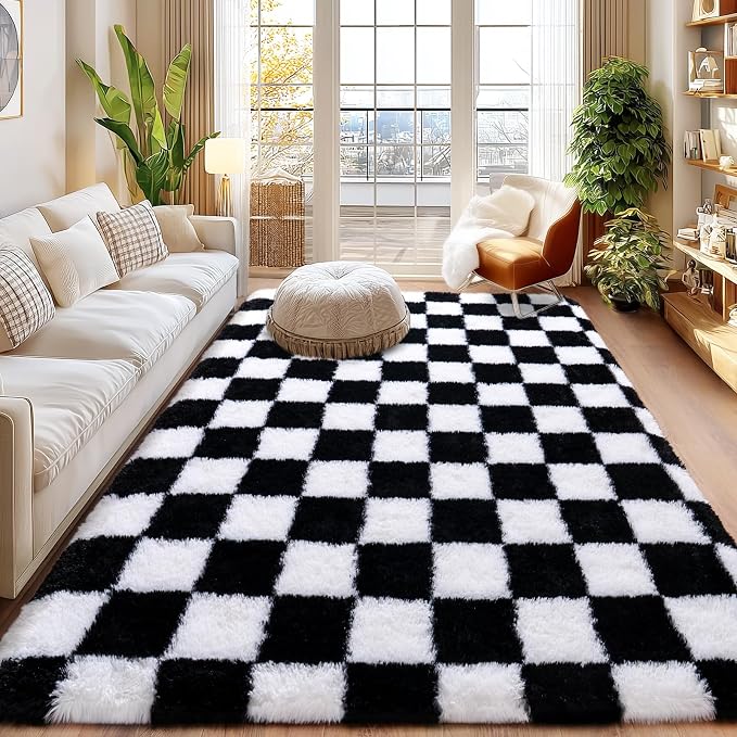 Checkered Rugs for Living Room Bedroom, 5x7 Area Rugs for Living Room, Modern - Image 6