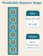SERISSA Runner Rug for Hallways, Extra Long Boho Rug Ultra Soft Vintage Blue - Image 6