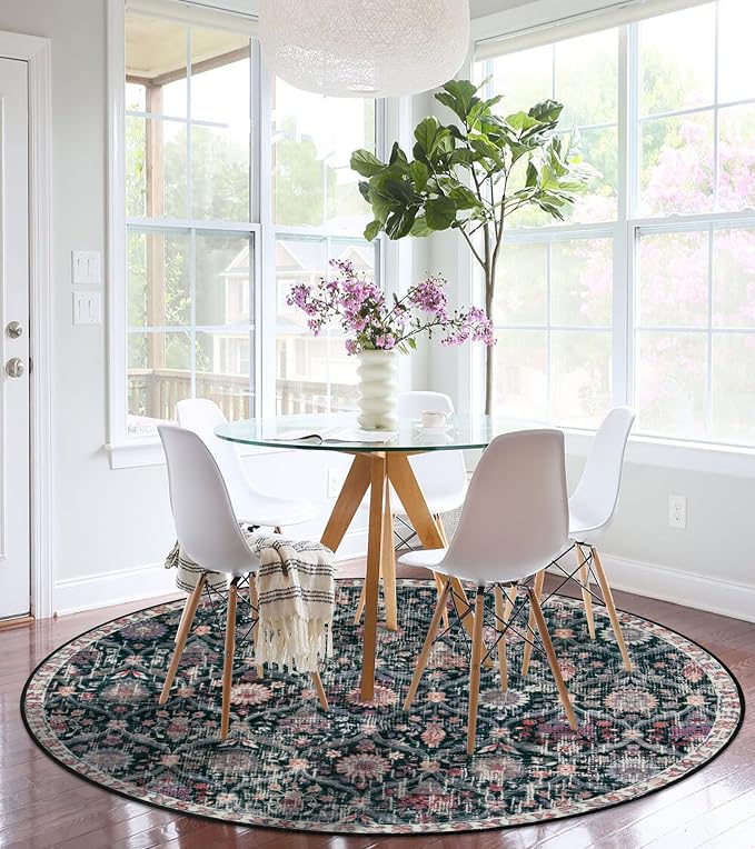 Lahome Moroccan Trellis Washable Round Area Rug, Round Rug 5ft Soft Non-Slip - Image 6