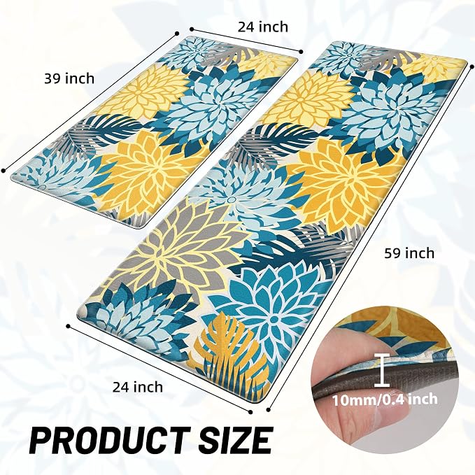 Arenarug Kitchen Mats for Floor 2PCS Cushioned Anti Fatigue Kitchen Mats - Image 2