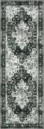 Moynesa Washable Black and White Runner Rug - Image 6