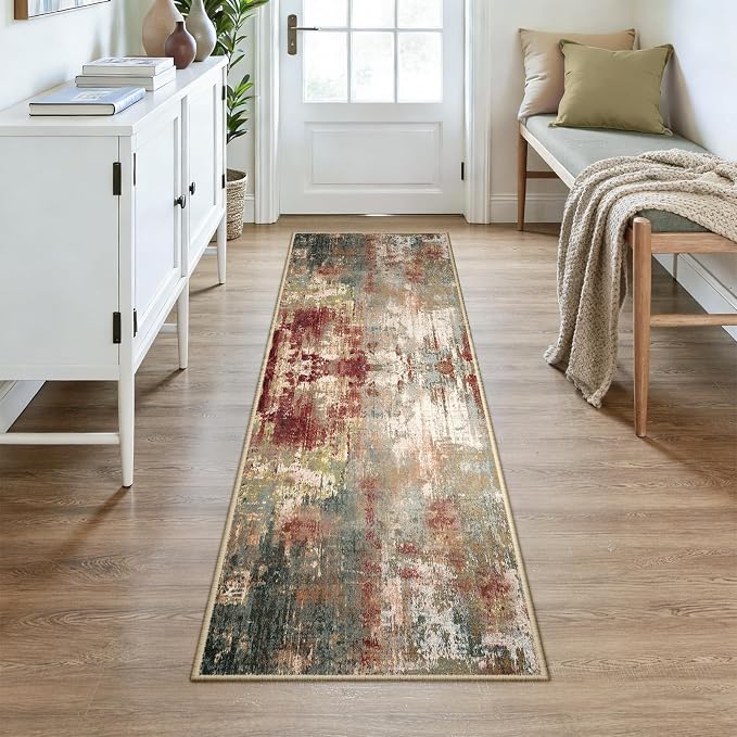 RELEANY Washable Area Rugs 2x7 Non-Slip Modern Abstract Soft - Image 2