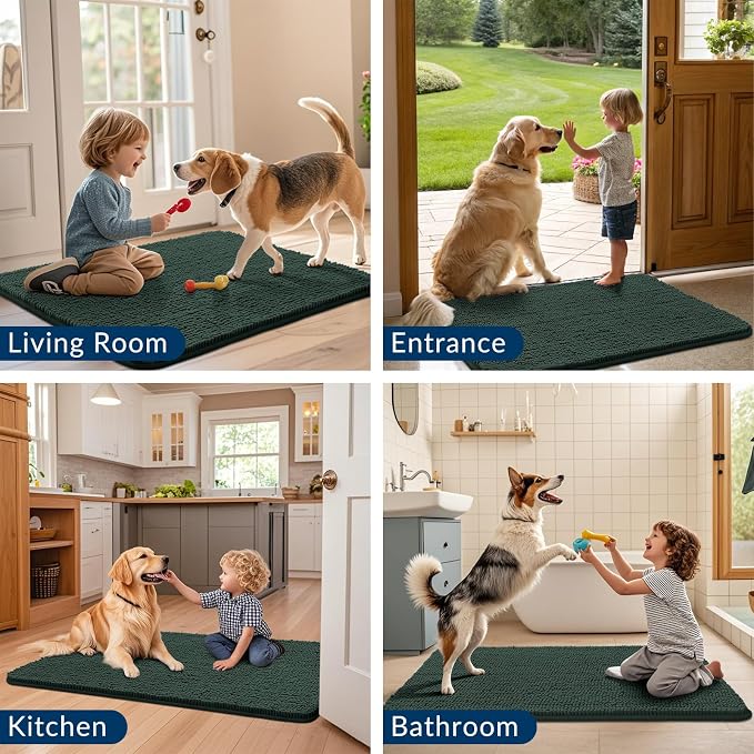 Smiry Dog Door Mat for Muddy Paws 36x24, Absorbent Dirt Trapper, Non-Slip - Image 7