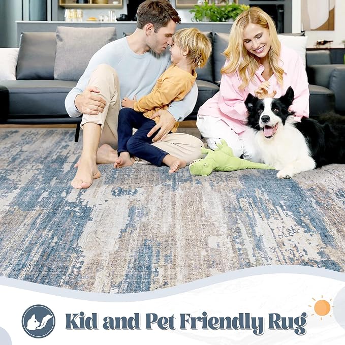 XLUEZ 10x14 Area Rugs for Living Room, Washable Modern Abstract Large Area Rug - Image 3