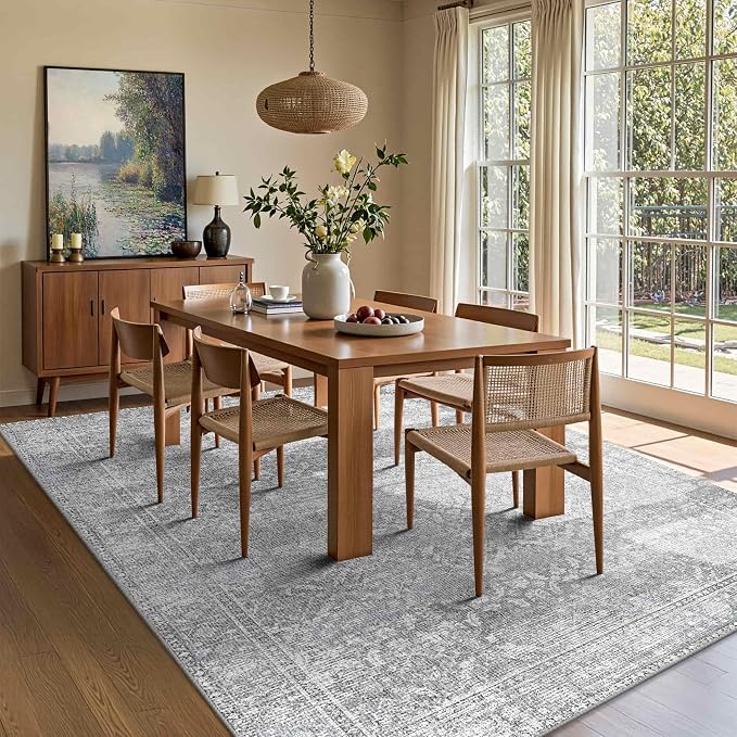 Latte&Fog 5x7 Area Rugs for Living Room Bedroom, Vintage Grey Washable Rug - Image 4