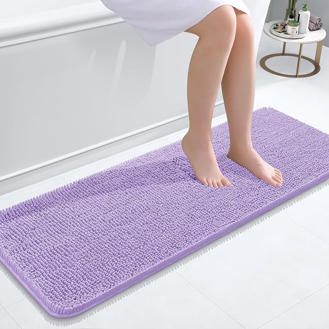 OLANLY Bathroom Runner Rugs 47x17, Soft Absorbent Chenille Bath Rugs, Rubber by OLANLY
