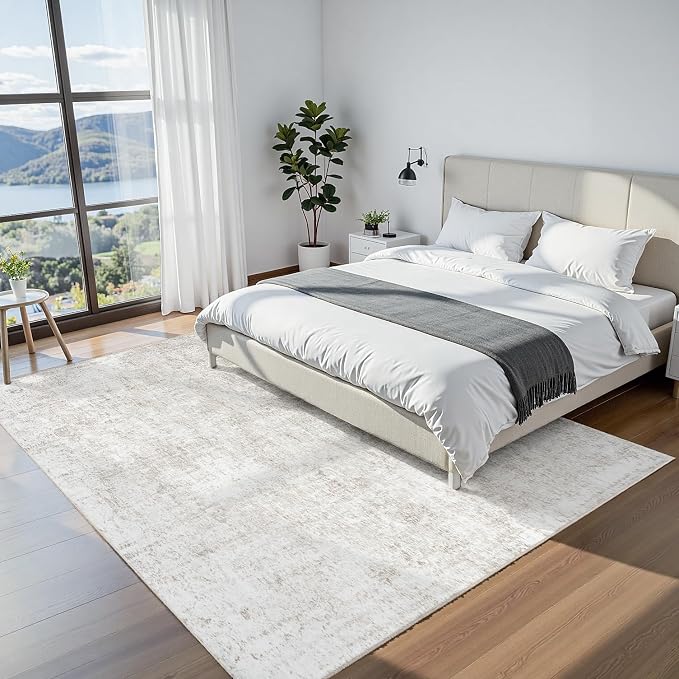Area Rug 8x10 Living Room Rug Washable: No-Slip Abstract Soft Thin Large Light - Image 4