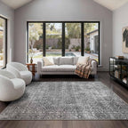 Latte&Fog 6x9 Area Rugs for Living Room, Large Vintage Grey Washable Rug - Image 3