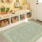 Sage Green 3x5 Area Rug for Entryway, Machine Washable Floral Large Door Mats - Image 6