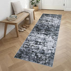 2.6'x10' Runner Rug Washable Rug: Modern Abstract Soft Thin Runner Rug Black - Image 3