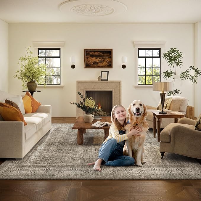 Washable Area Rugs for Living Room: 6x9 Bedroom Rug Boho Vintage Area Rug Stain - Image 6