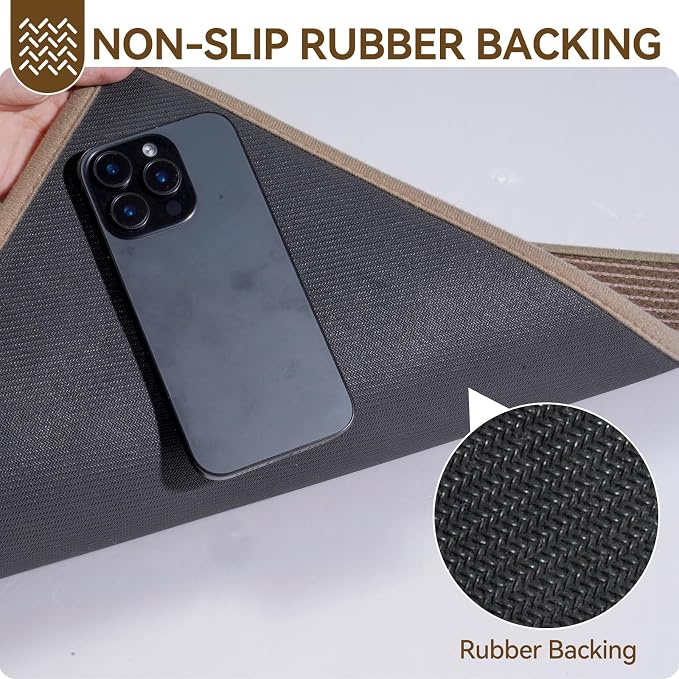 Front Door Mat 17''x30'', Non Slip Absorbent Dirt Resist Washable Low-Profile - Image 5