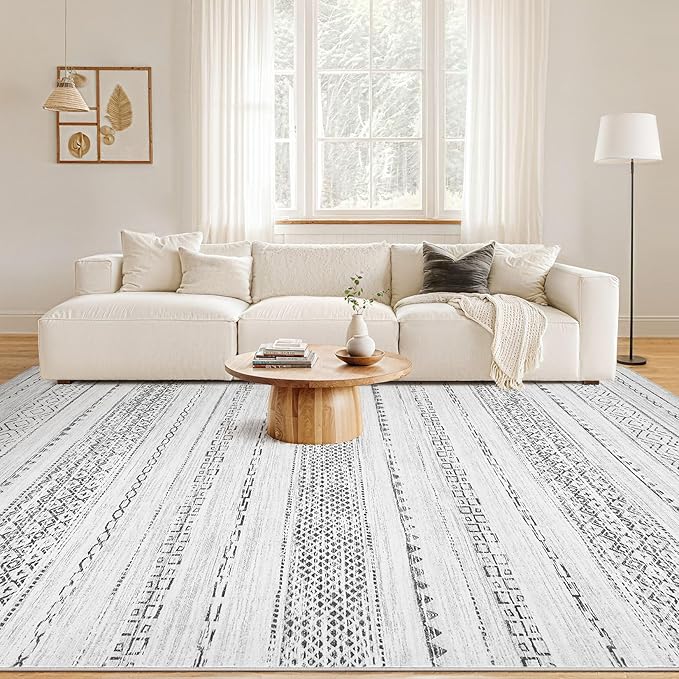 Nakagishi Area Rug Living Room Rugs: 5x7 Machine Washable Boho Large Neutral - Image 4