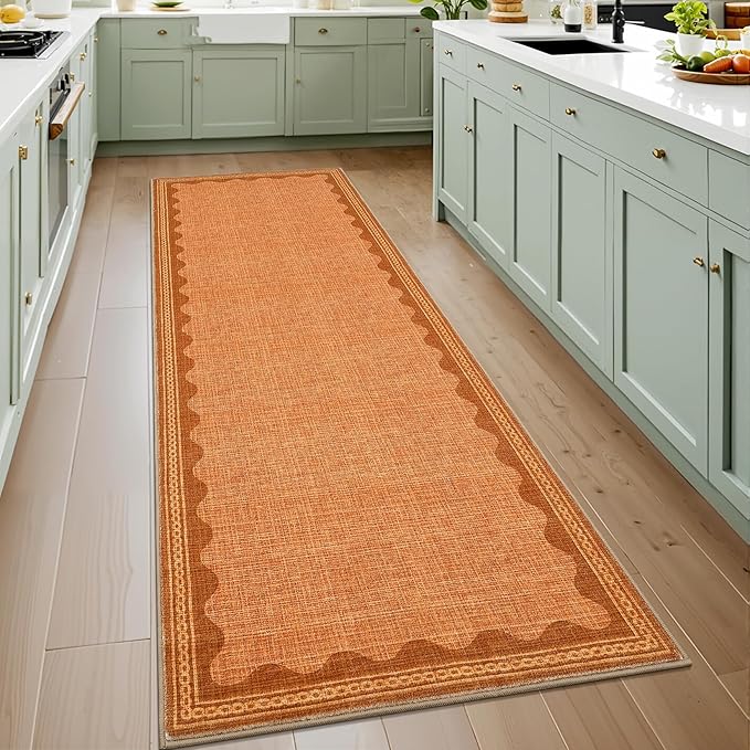 GarveeHome Scalloped Orange 2x6 Runner Rug by GarveeHome