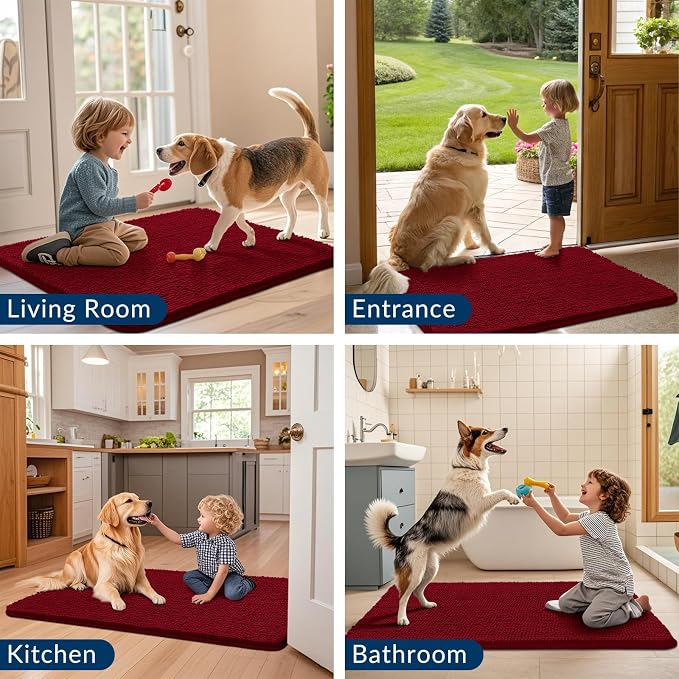 Smiry Dog Door Mat for Muddy Paws 30x20, Absorbent Dirt Trapper, Non-Slip - Image 7