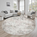 Round Area Rug for Living Room: 6 ft Washable Modern Abstract Soft Thin Rug by FXRHLP