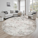 Round Area Rug for Living Room: 6 ft Washable Modern Abstract Soft Thin Rug by FXRHLP