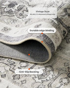 AMADA HOMEFURNISHING Grey 8x10 Area Rug, Washable Low-Profile Large Area Rug - Image 7