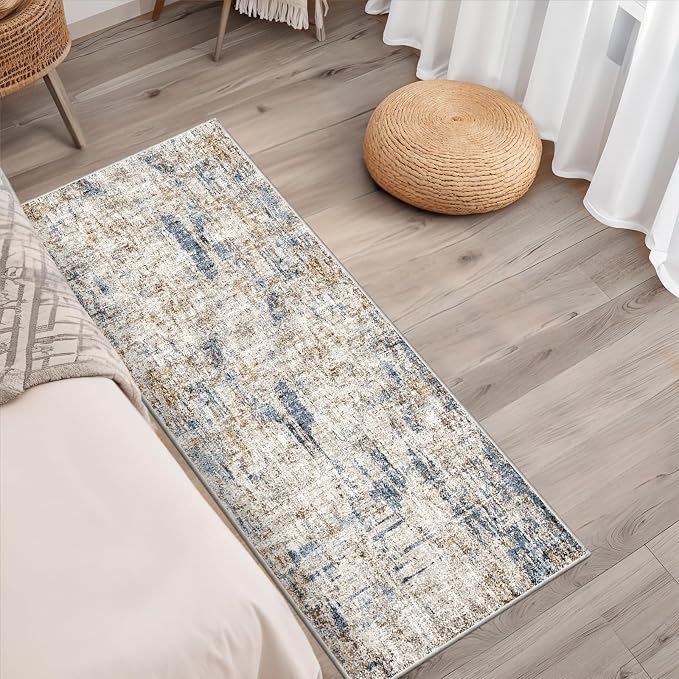 2x5 Non-Slip Washable Runner Rug – Modern Neutral Abstract Small Rug - Image 4