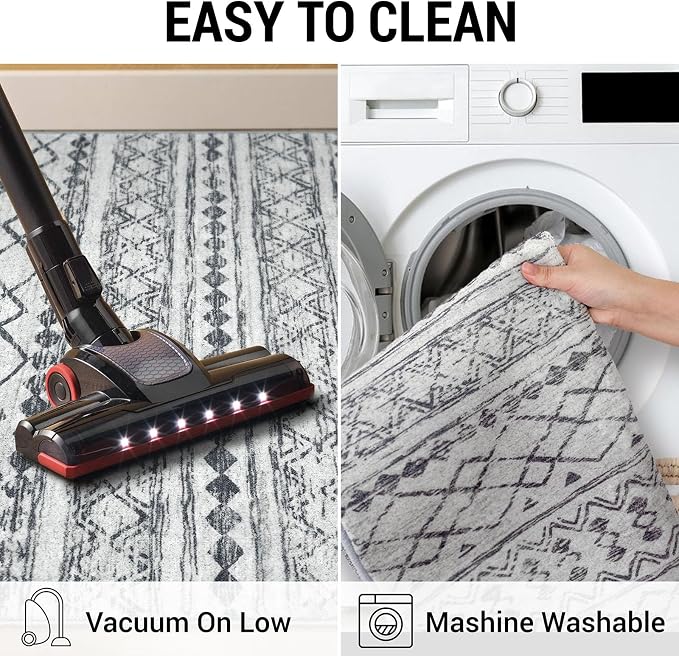 KUTA Boho Runners for Hallways 2x8 Grey Moroccan Washable Runner Rug Non-Slip - Image 5