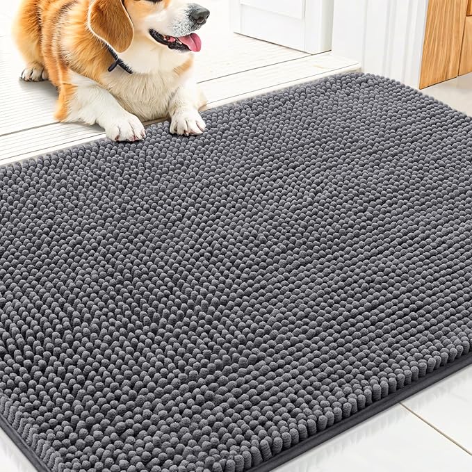Smiry Dog Door Mat for Muddy Paws 30x20, Absorbent Dirt Trapper, Non-Slip by Smiry