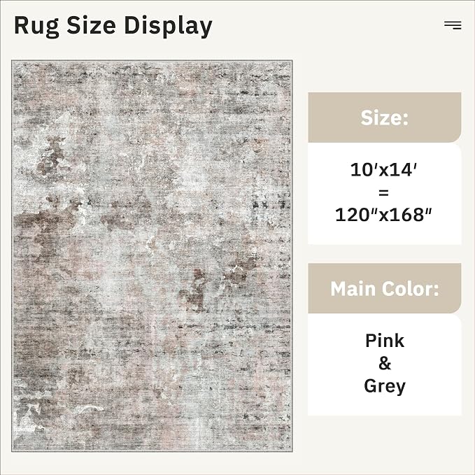 Soalmost 10x14 Area Rugs for Living Room, Non Slip Machine Washable Vintage Rugs - Image 5