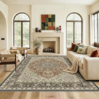 5x7 Area Rug for Living Room-Vintage Farmhouse Boho Floral Neutral Washable by Unknown