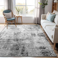 Area Rug 4x6 Grey Rug Washable Boho Rugs Non Slip Low Pile Abstract Small Carpet by OmpaaHomeDecor