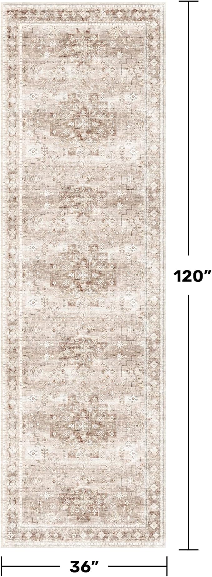 Hazo Haus Boho Washable 3x10 Hallway Runner Rug, Non-Slip Stain & Fade Resistant - Image 2