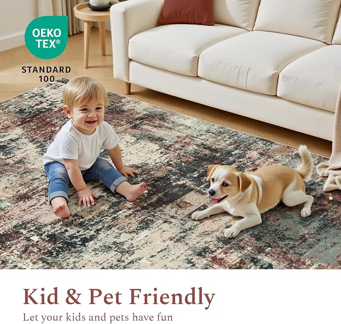 Rugflix 9x12 Area Rugs for Living Room, Washable Large Rug Stain-Resistant Low - Image 5