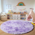 ONASAR Tie-Dyed Purple Round Area Rug 4ft, Soft Bedroom Circle Rugs Floor Mats - Image 7