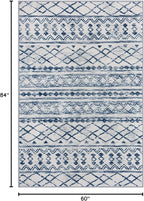 KUTA Area Rug 5x7, Moroccan Large Blue White Rugs Washable Boho Non-Slip - Image 2