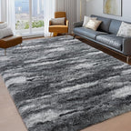 Shag Rugs for Bedroom, 4x6 Abstract Grey Soft Fuzzy Rugs for Living Room - Image 2