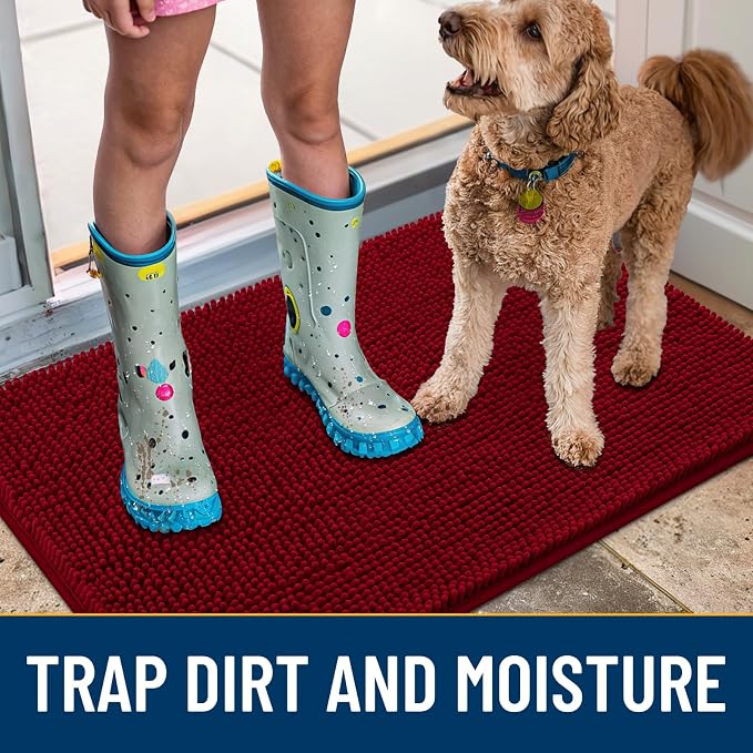 Smiry Dog Door Mat for Muddy Paws 30x20, Absorbent Dirt Trapper, Non-Slip - Image 3