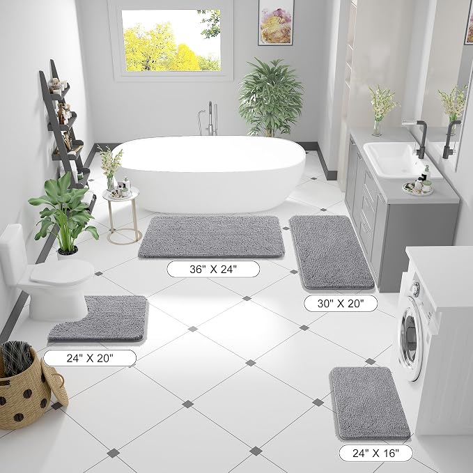 OLANLY Bathroom Runner Rugs 47x17, Extra Soft Absorbent Chenille Bath Rugs - Image 8