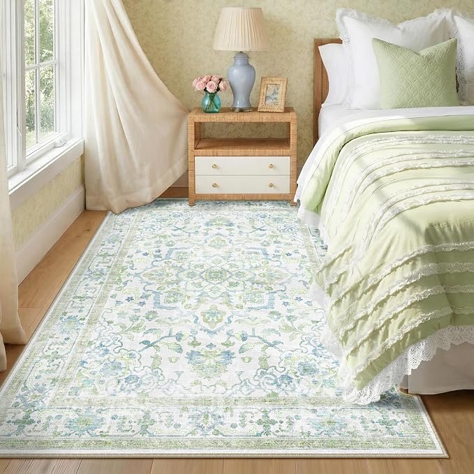CAPALOCA Machine Washable Rugs Nursery Rug 5x8 Cute Girl Non Slip Low Pile - Image 9