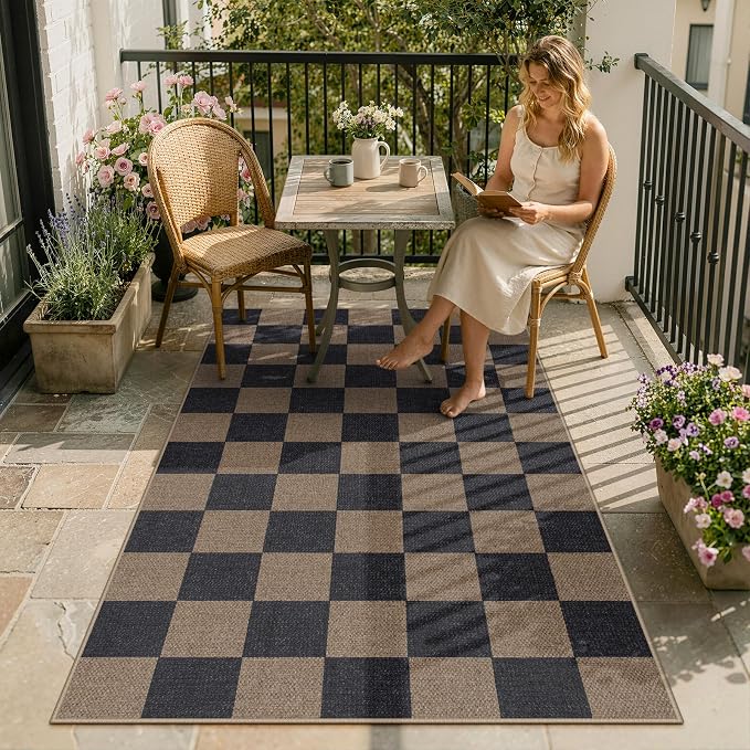 Lahome Colette Checkered Easy Jute 3x5 Rug, Washable Rugs - Image 3